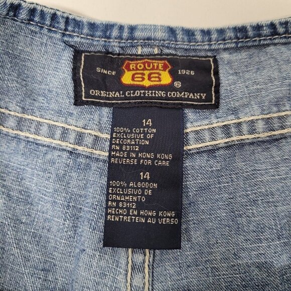 Vintage Y2K 90's Route 66 Size 14 Denim Jean Shorts Drawstring Pockets NOS - Picture 3 of 6